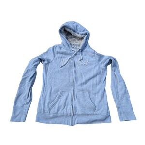 Abercrombie Fitch Sherpa Lined Zip Up Hoodie Light Gray Est 1992 Size L